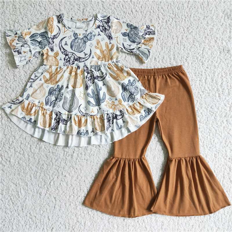 GSPO0113 brown color top girls outifts
