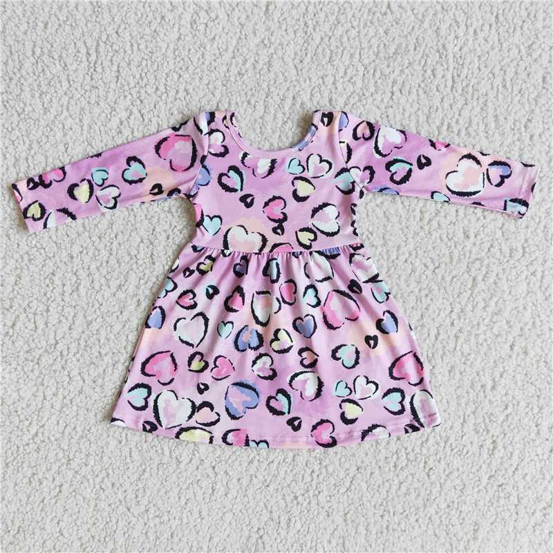 RTS NO MOQ(In Stock) baby clothing long sleeve kids dresses for girls milk silk leopard print