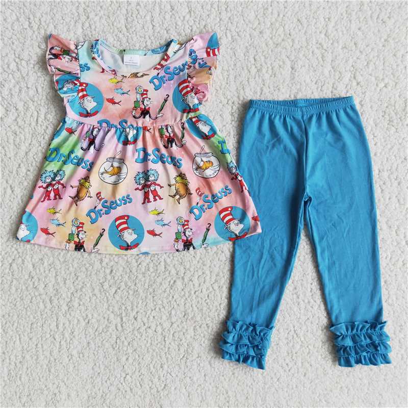 seuss fly sleeve top blue trousers
