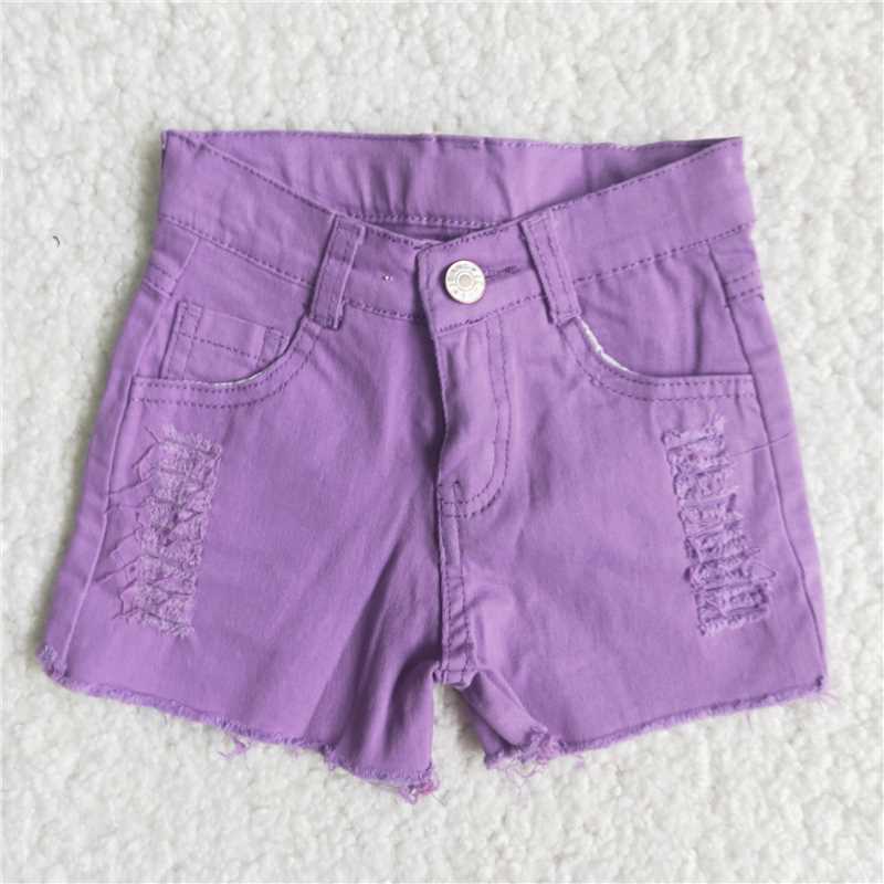 purple color Denim summer Shorts