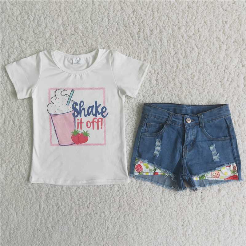 shake it off top denim short pants set