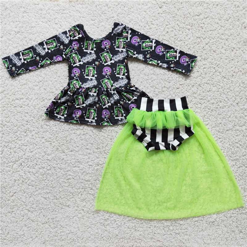 BEETLE JUICE Halloween Long Sleeve Top Mesh Briefs Set