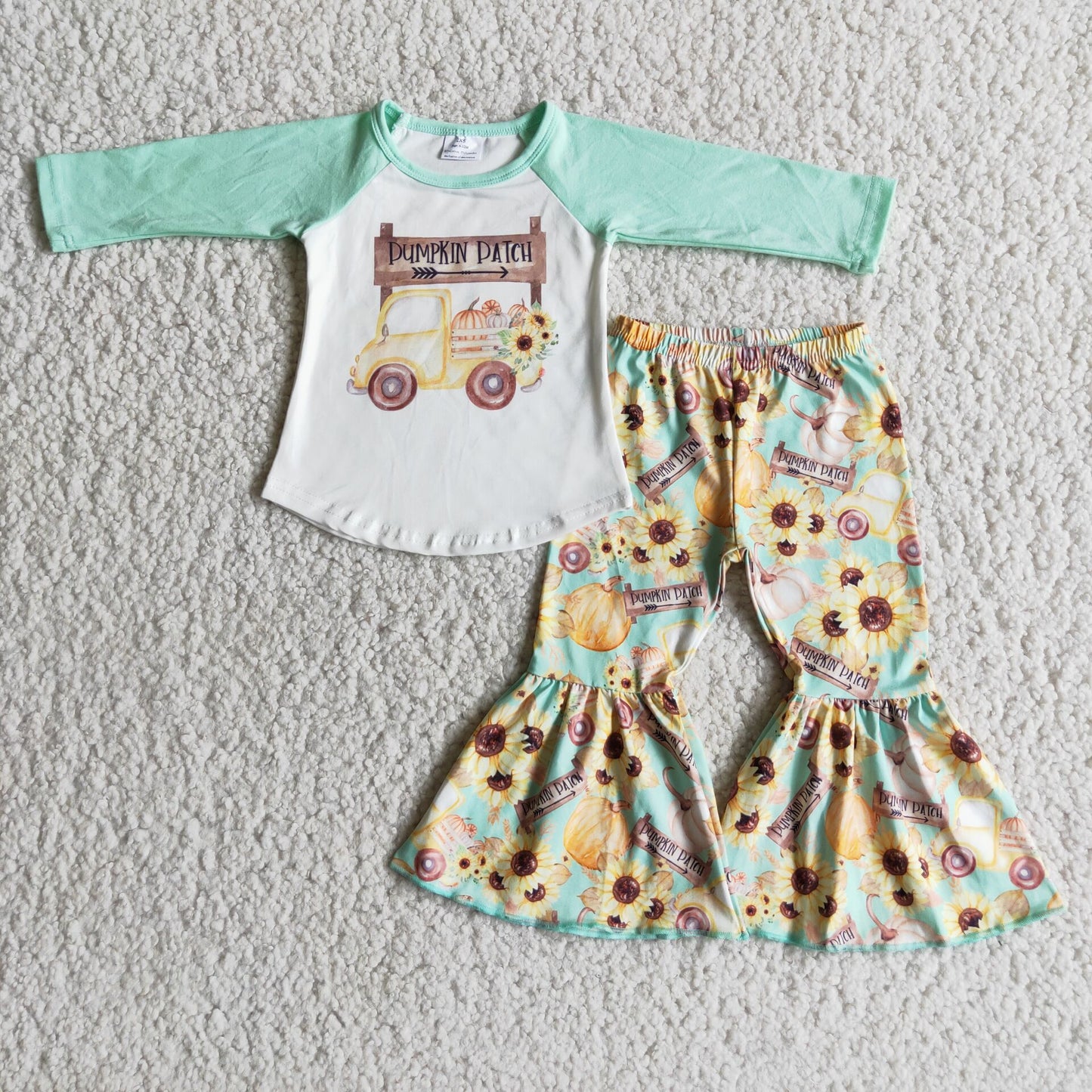 6 C7-37 Kids Clothing Girls Long Sleeve Top And Long Pants Flower Print