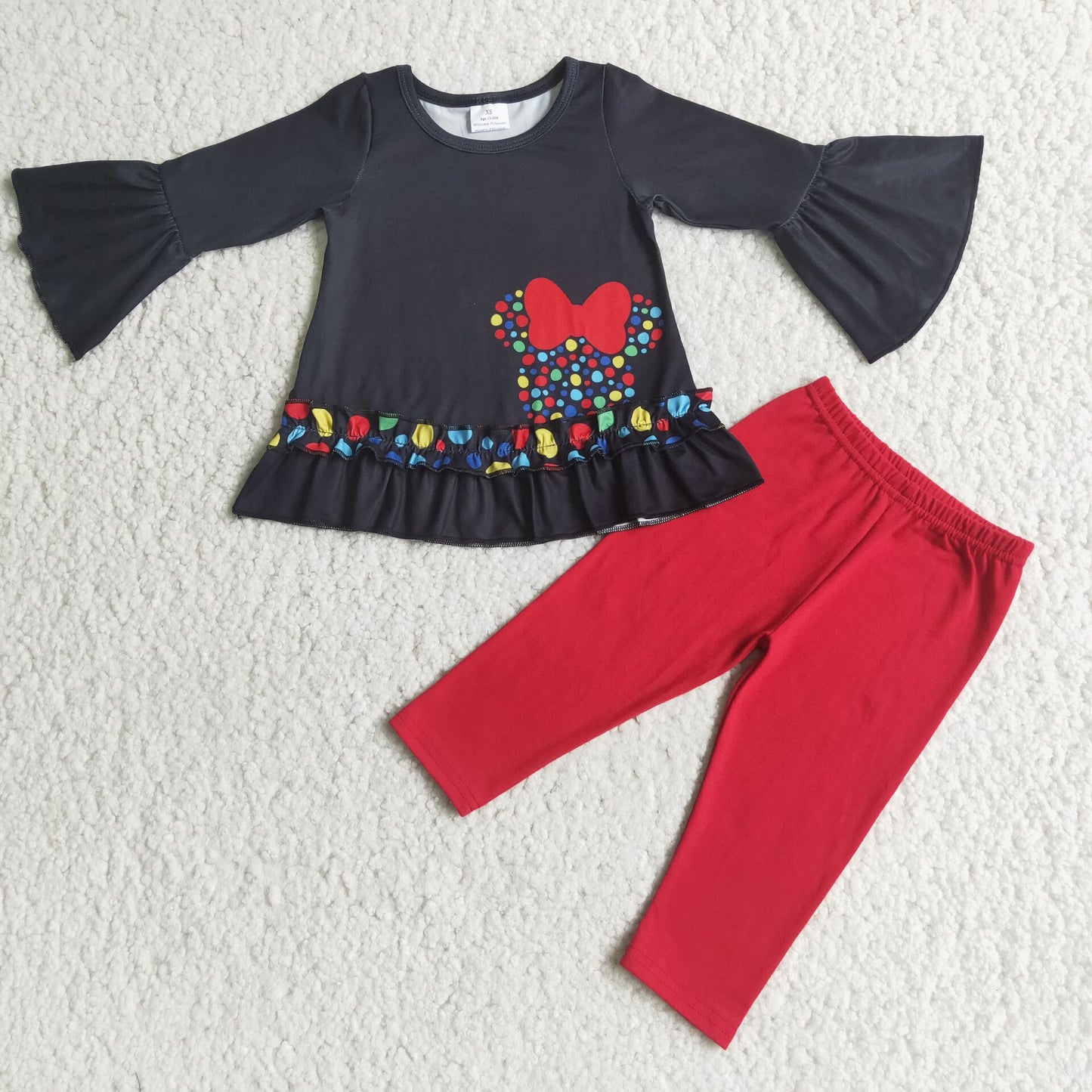 Bow Black Top Tie Dye Flared Pants