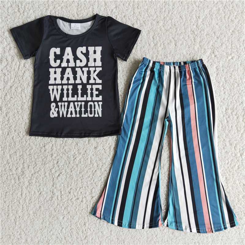 CASH Black Short Sleeve Striped Trousers