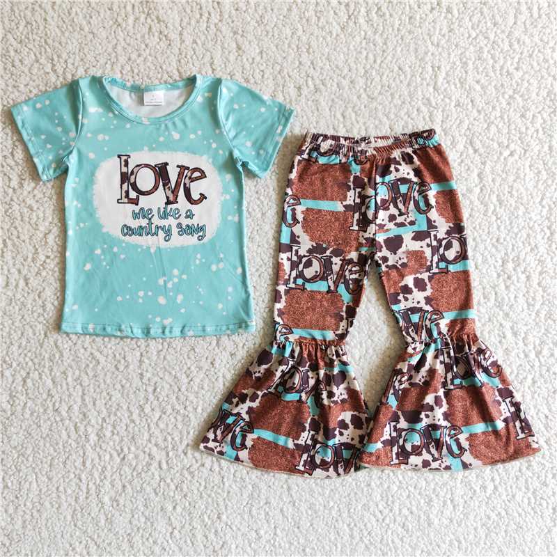 LOVe short-sleeved top leopard-print flared pants