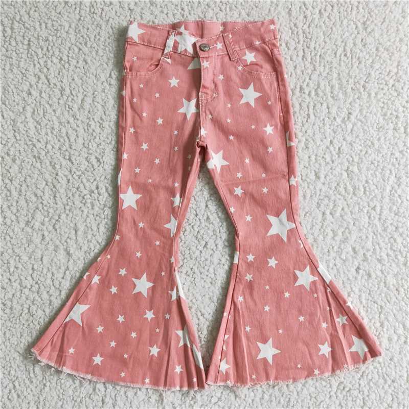 C14-11pink five-pointed star blue Bell Jeans