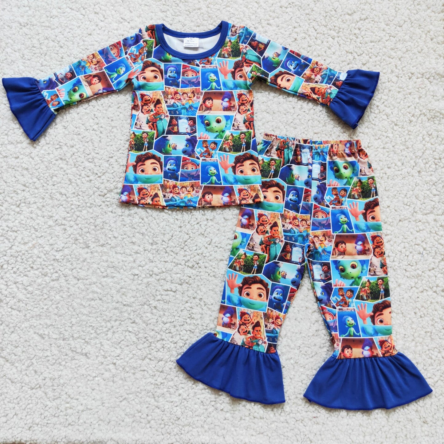 navy blue ruffle girl set girl pajamas