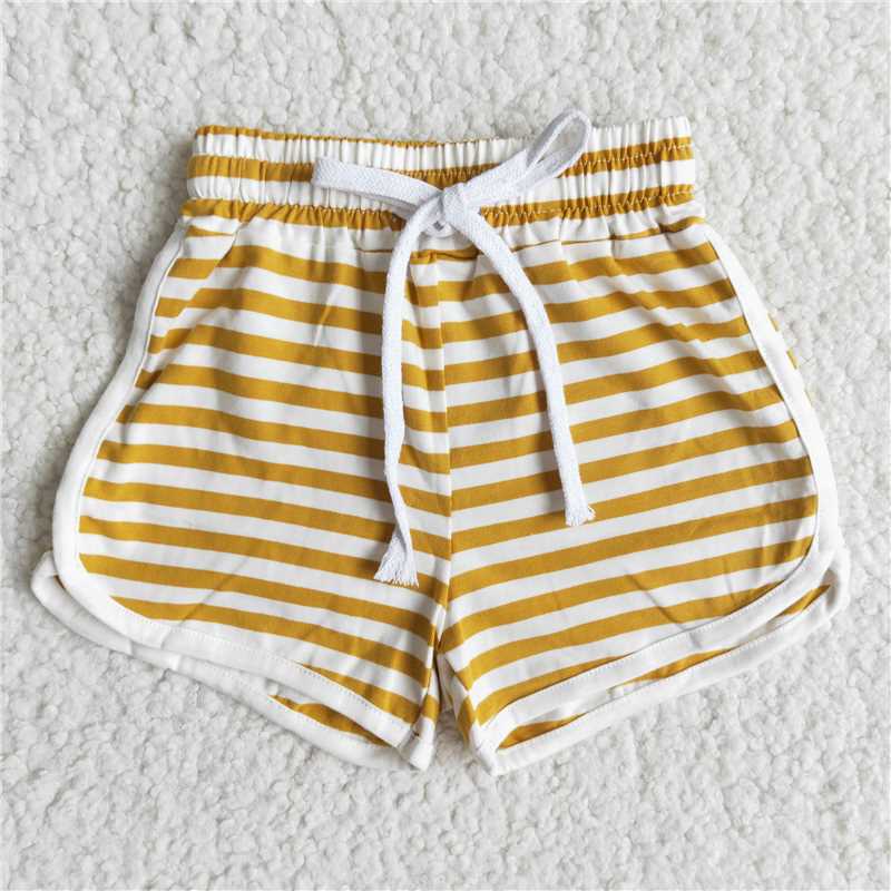 Brown Wide Stripe Lace-Up Shorts