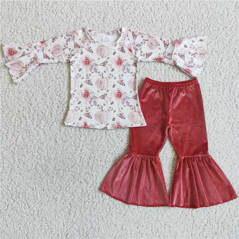 GLP0040 girls clothing long sleeve long pants baby girl outfit milk silk Halloween holiday