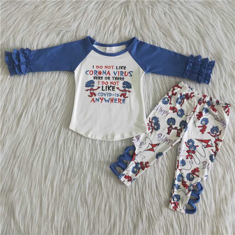 navy blur raglan shirt top girl set