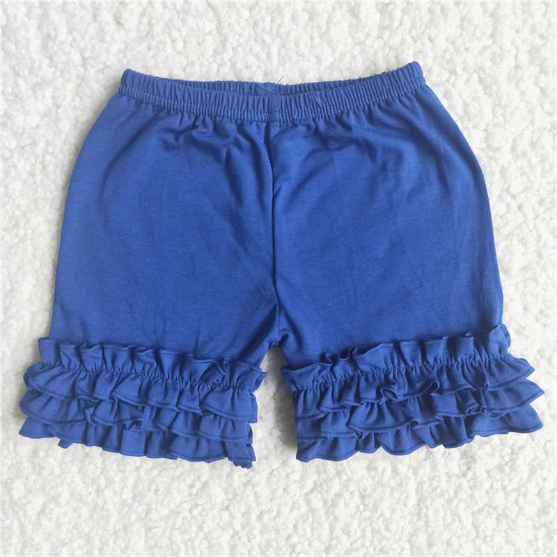 blue ruffle cotton icing shorts