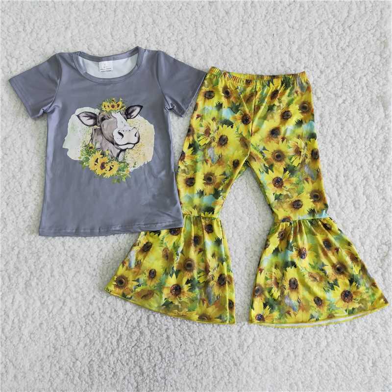 cow shirt and flower pants sunflower outfits