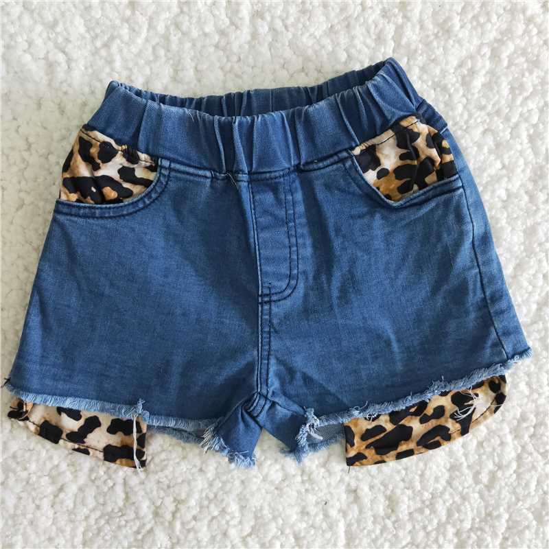 Leopard blue Denim Shorts