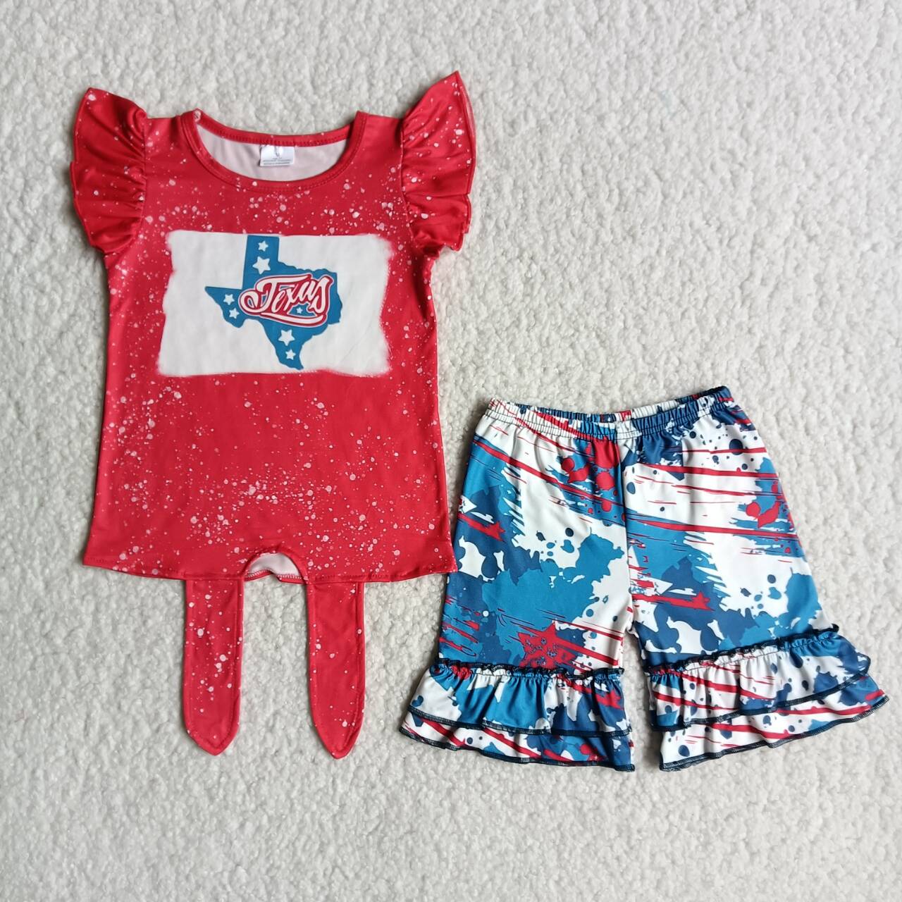 red maps flying sleeves short pants set