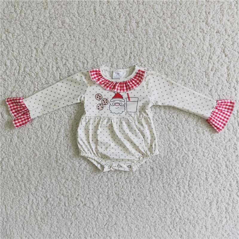 6 A18-12 baby christmas clothing Santa Claus print long sleeve bodysuit milk silk baby romper
