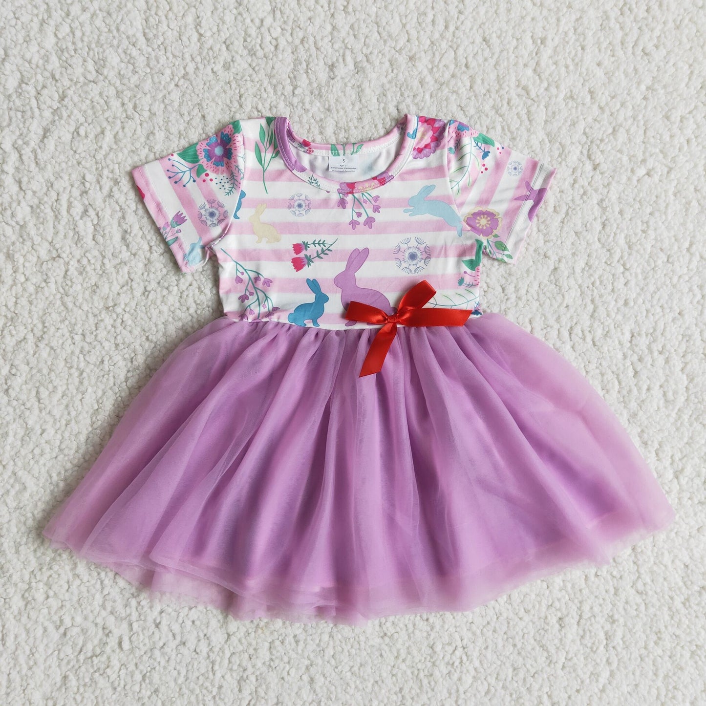 Easter dress purple bunny pattern