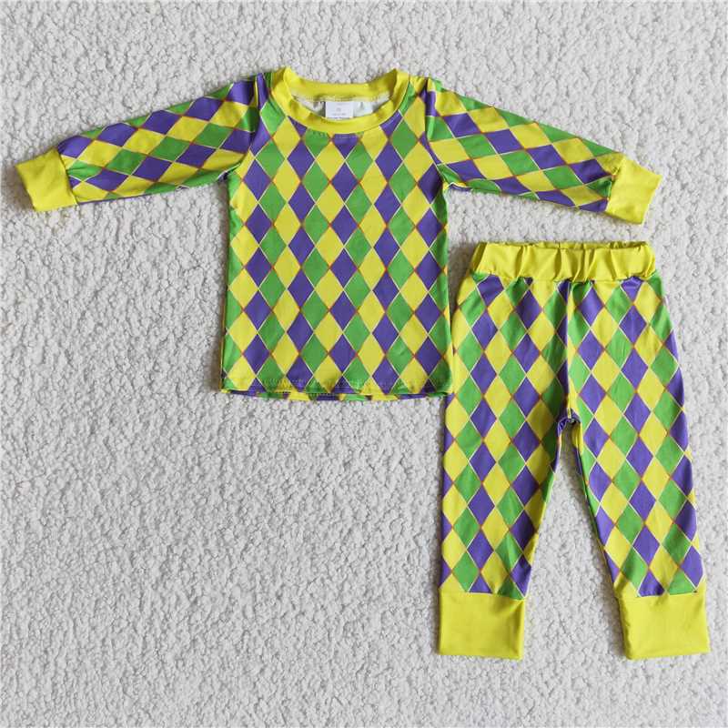 yellow plaid boy pajamas