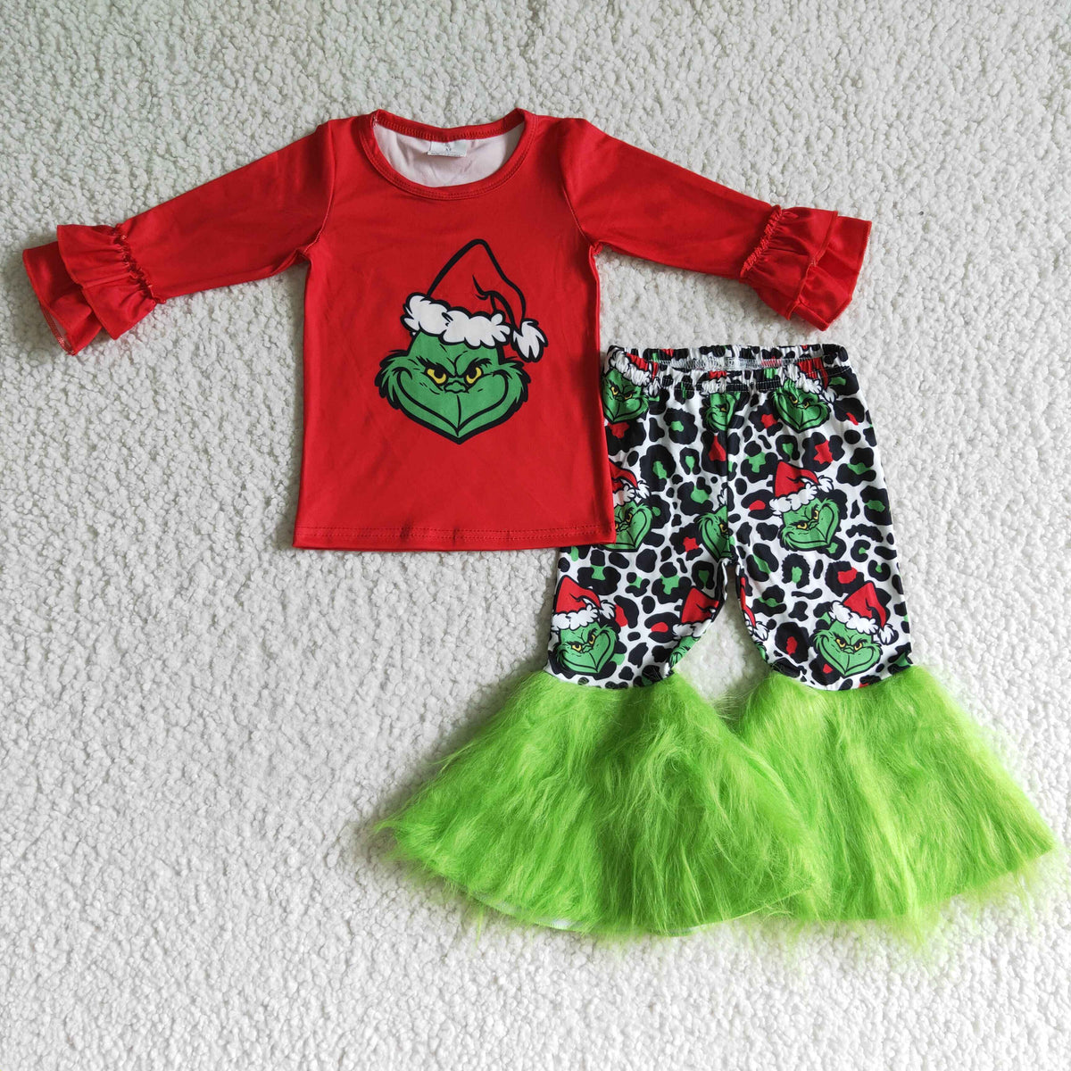 GLP0151 kids clothing girls christmas long sleeve top with long pants print