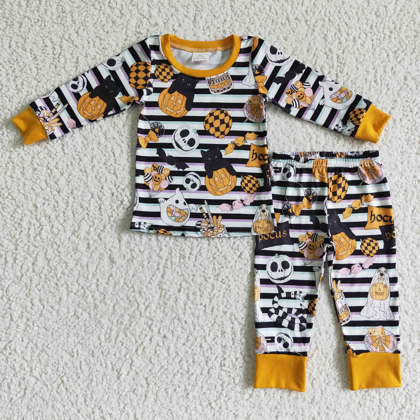 RTS NO MOQ ETA 5/7days BLP0088 2pcs halloween pumpkin print long sleeve match boy's pajamas outfits