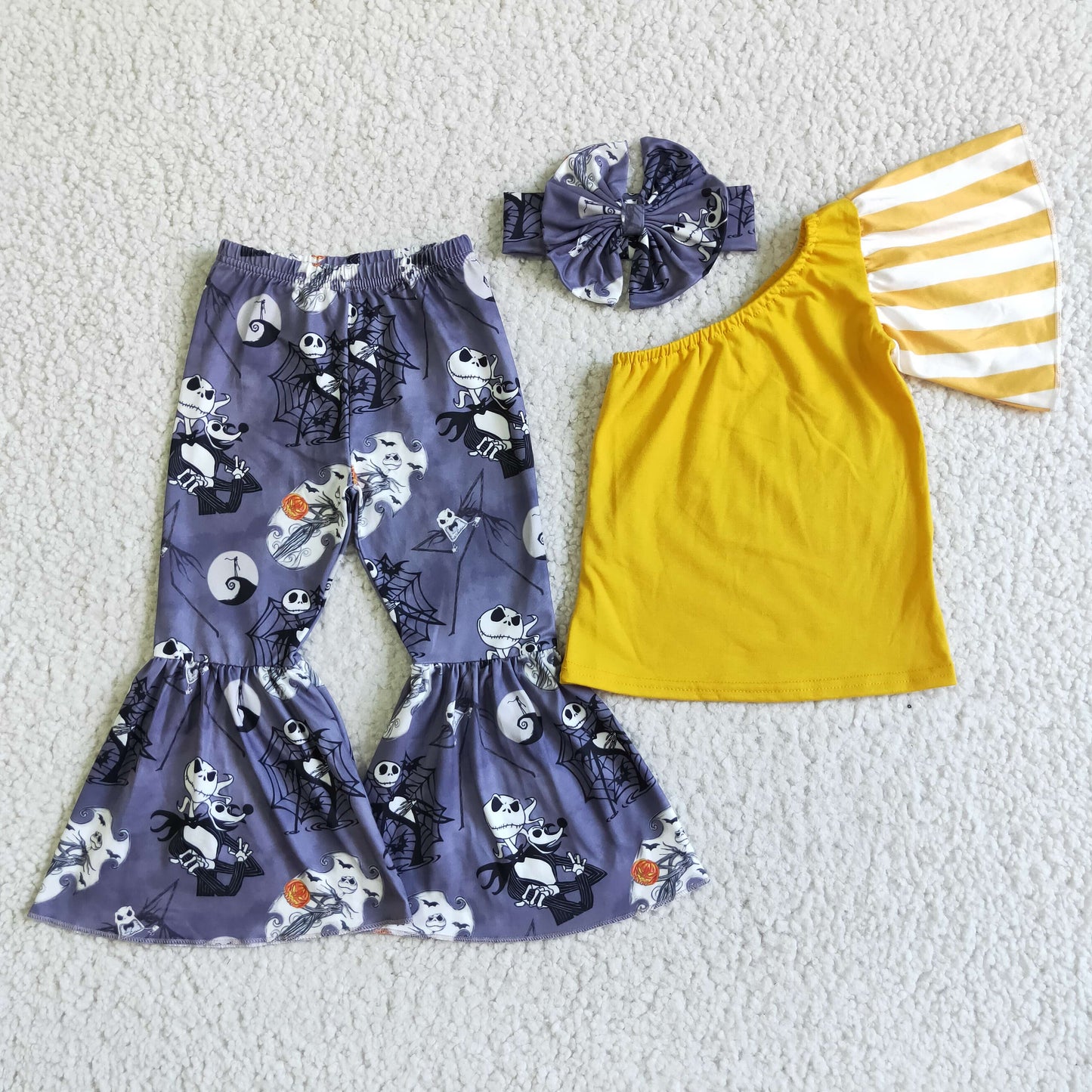 GSPO0138 girl clothes one side long sleeve long pants sets
