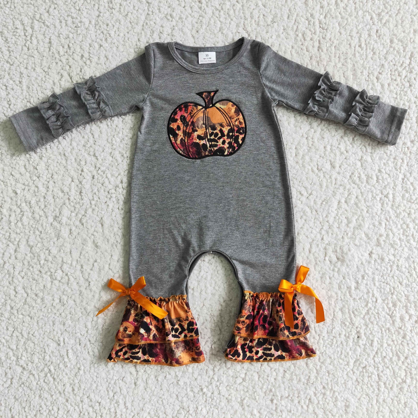 LR0139 Newborn girls romper pumpkin print long sleeves long pants baby halloween clothing romper