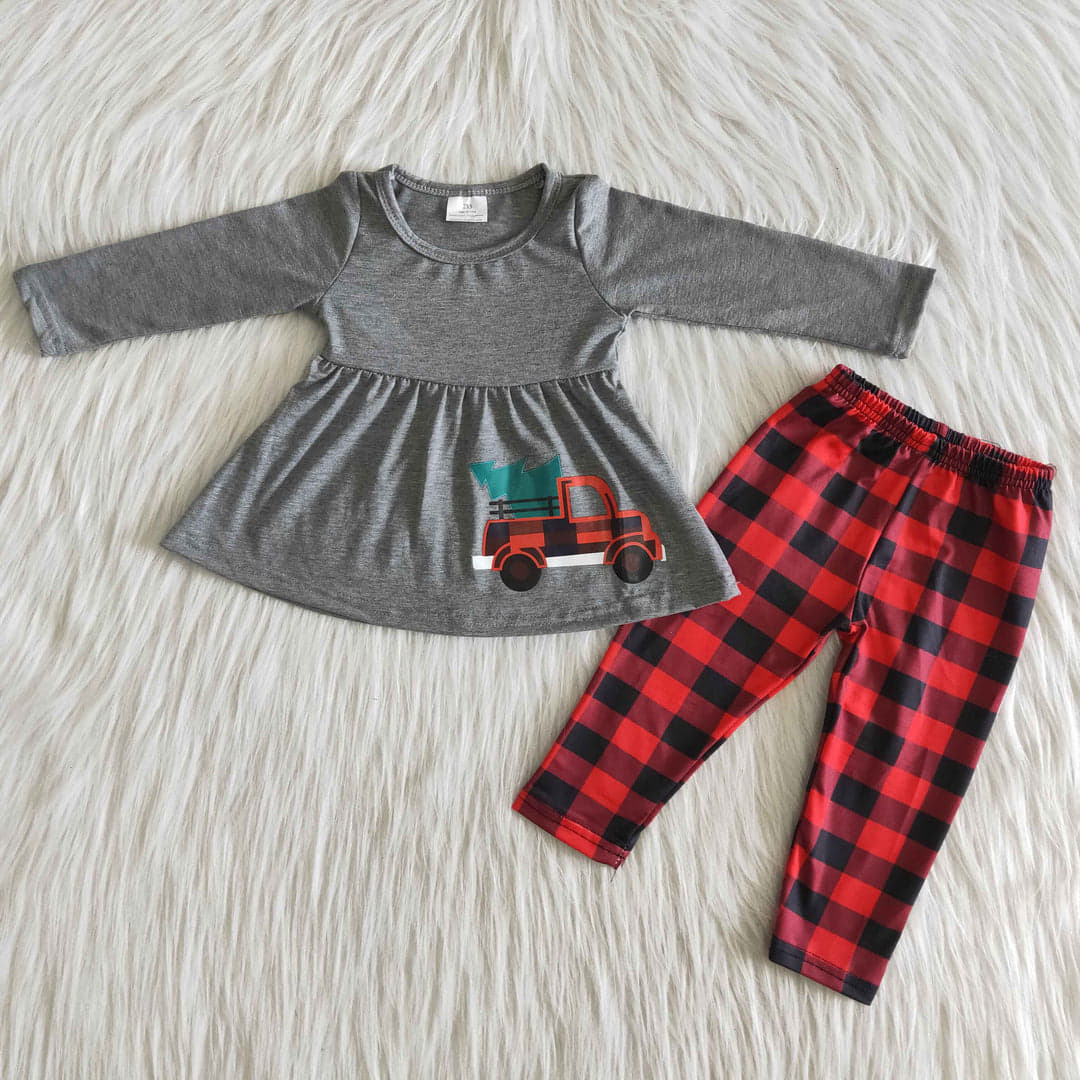 6 A22-20 kids clothing Girls Christmas Long Sleeve Long Pants Set