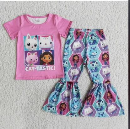 pink top with bell pants outfits