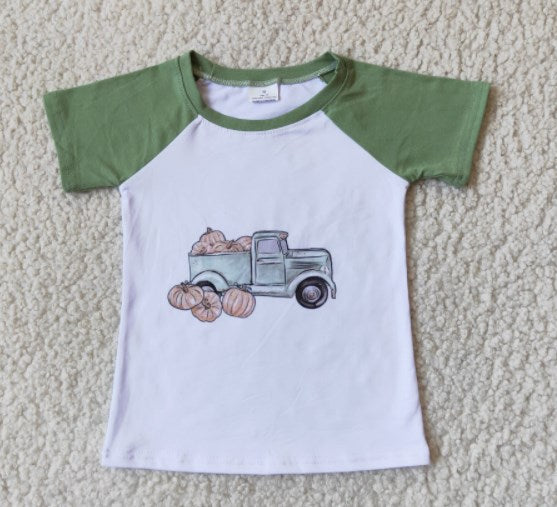 boys halloween short sleeve shirt pumpkin print