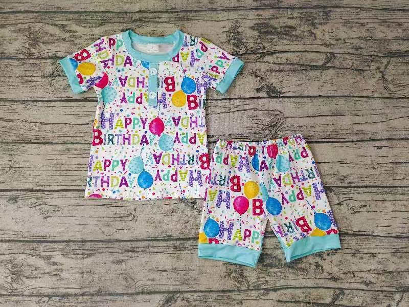 boys happy birthday short sleeve top with short pants
