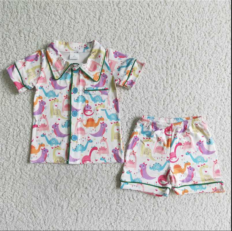 BSSO0052 Boys Clothing Short Sleeve Top with Leopard Print Flared Pants Spring and fall