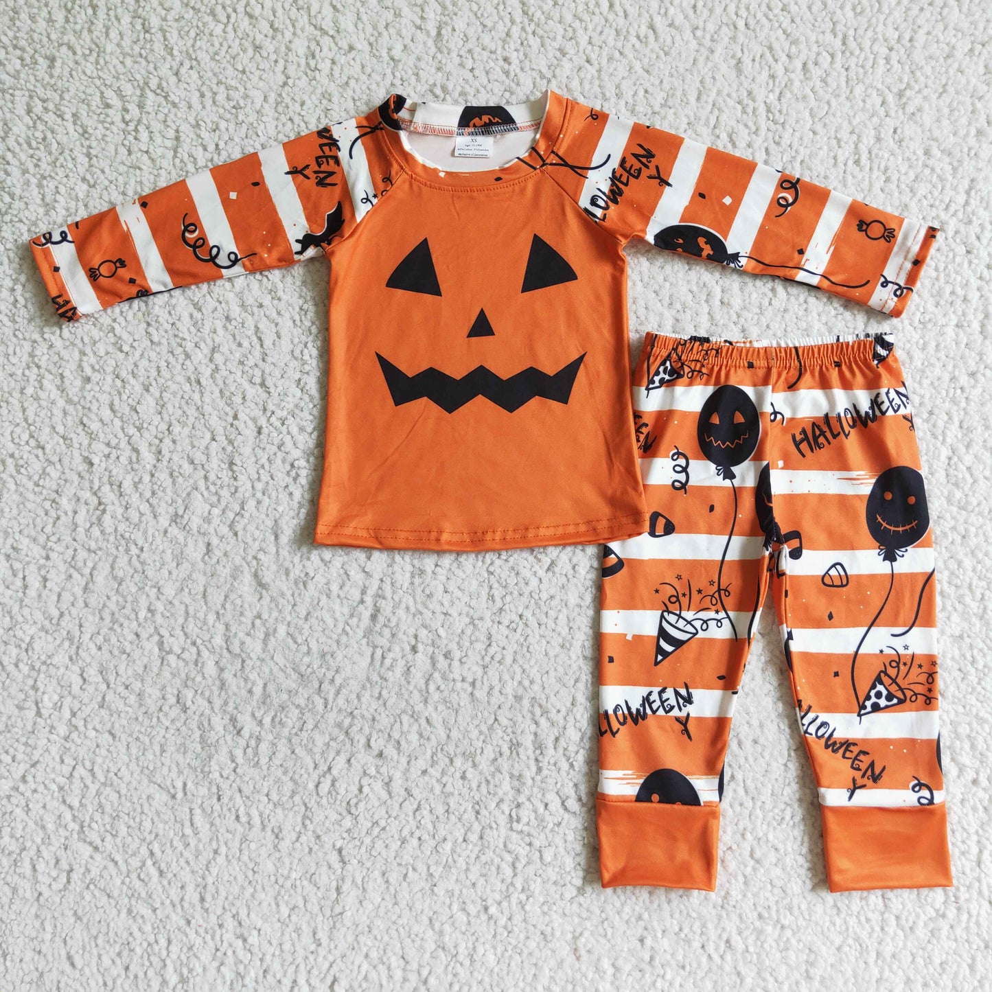 BLP0060 Boys Halloween Long Sleeve Pants Set Pumpkin Print