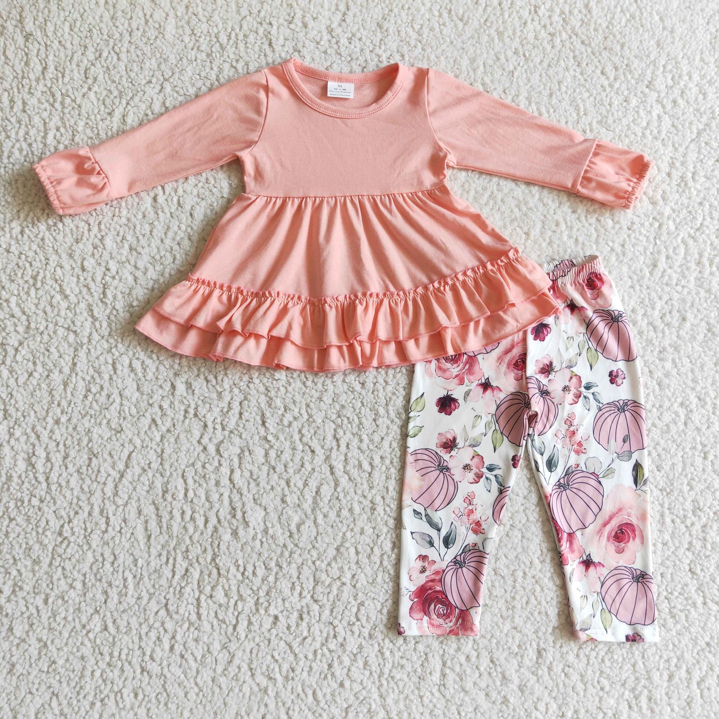GLP0265 girls Halloween outfit long sleeve and long pants pumpkin print