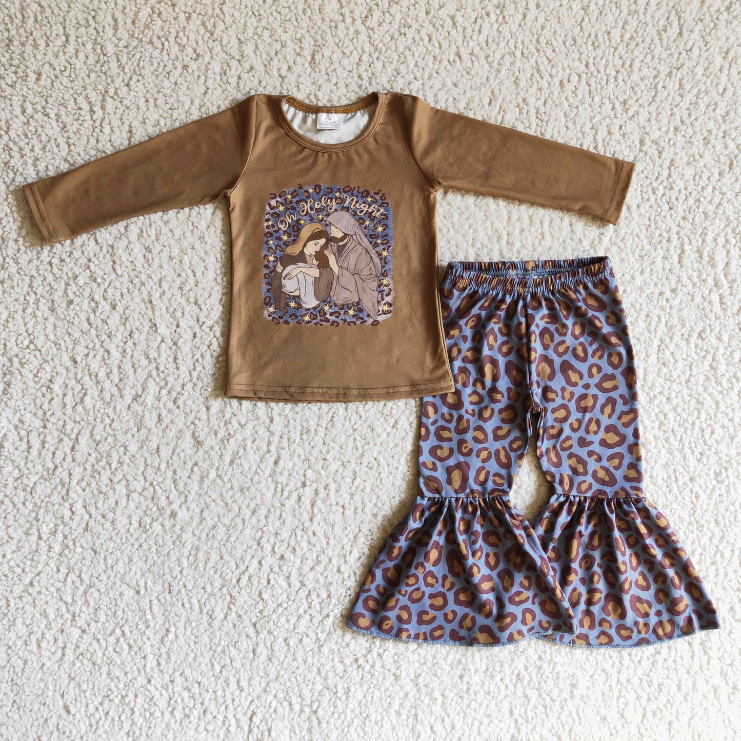 GLP0286 girls outfit long sleeve and long leopard print pants set
