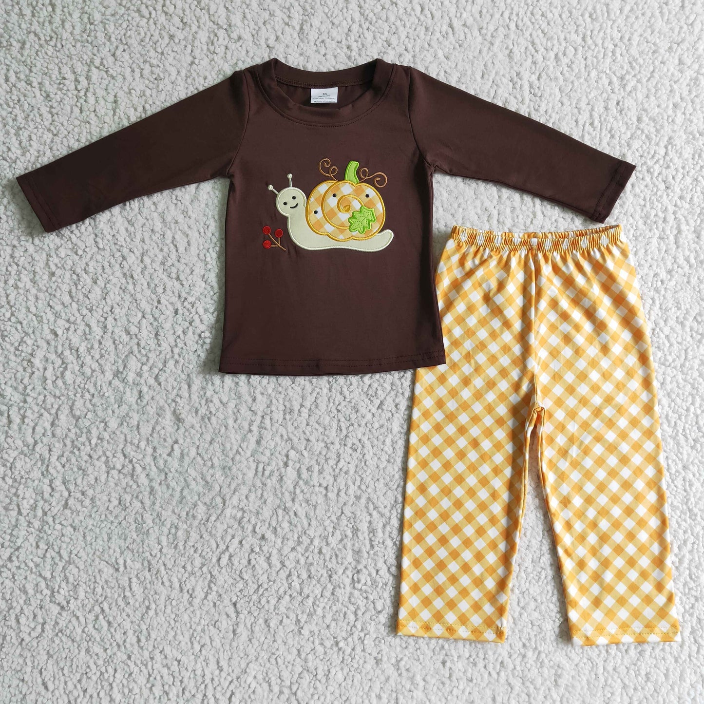 RTS NO MOQ ETA 5/7days BLP0017 Kids Halloween Clothing Boys Long Sleeve Top And Long Pants Snail Pumpkin Print