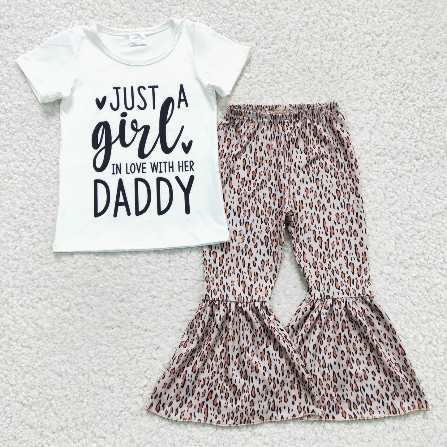 rts no moq GSPO0266 Girls Outfit Letter Print Trousers Boutique Set Milk Silk