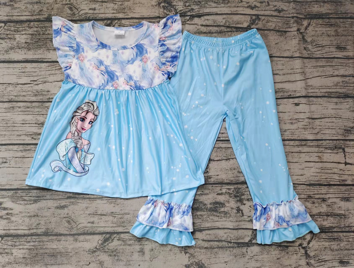 blue color top with long pants