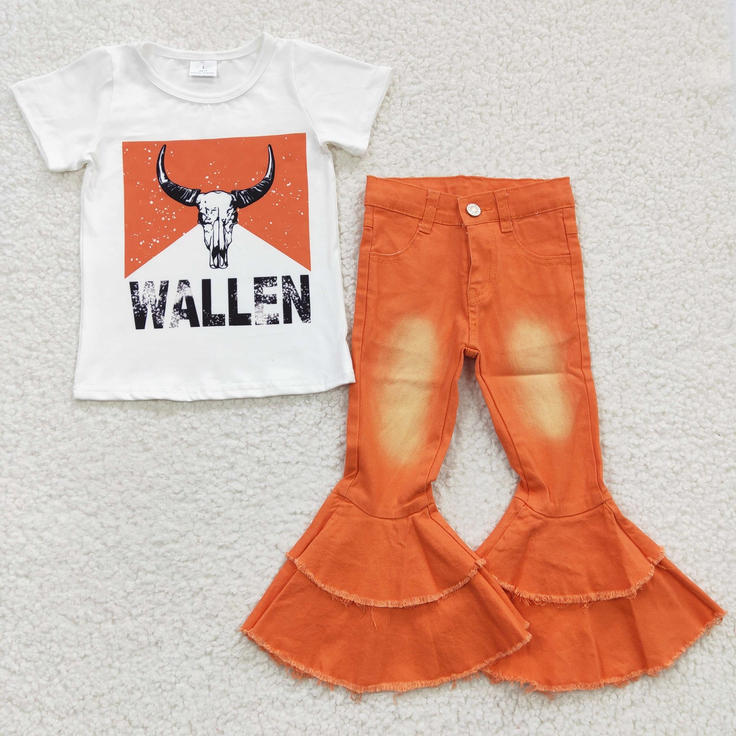 Girls short sleeve long jeans pants