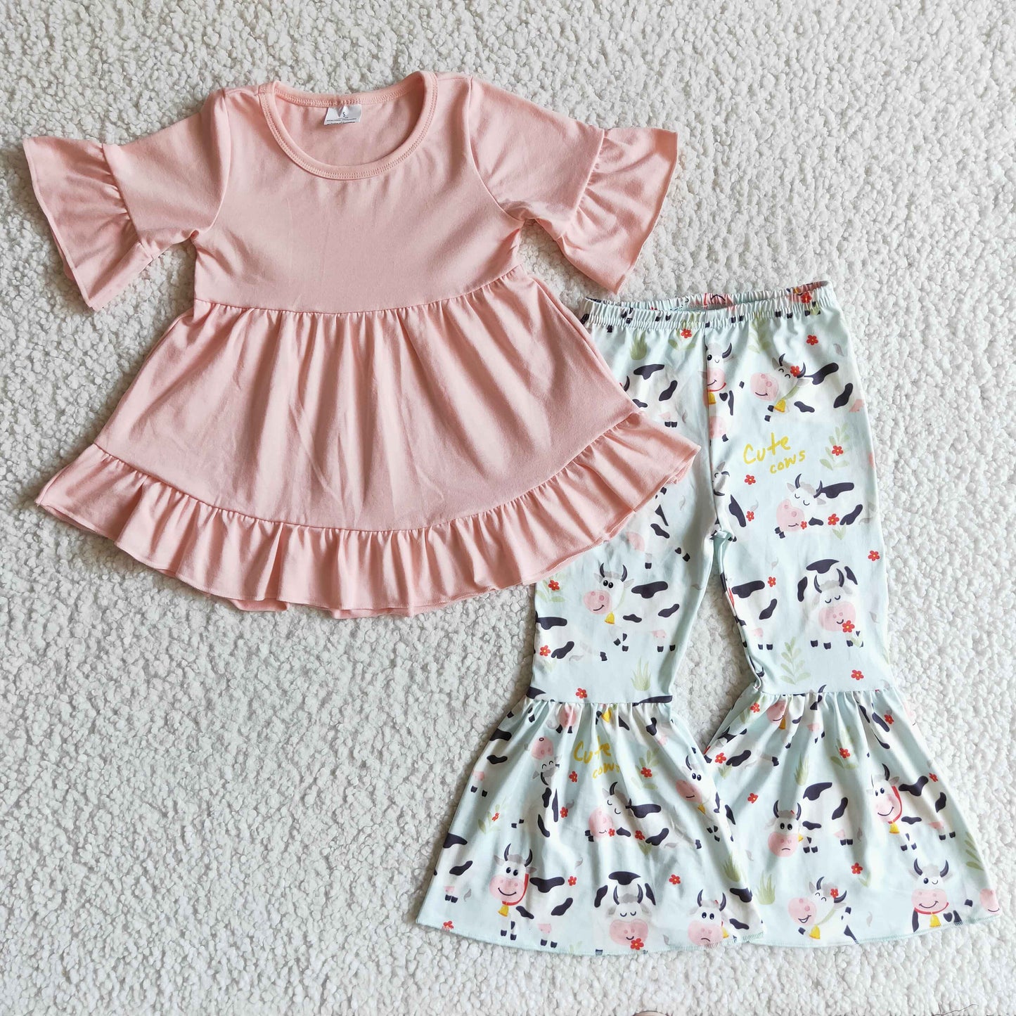 GSPO0115 girls outfit short sleeve and long pants cartoon print