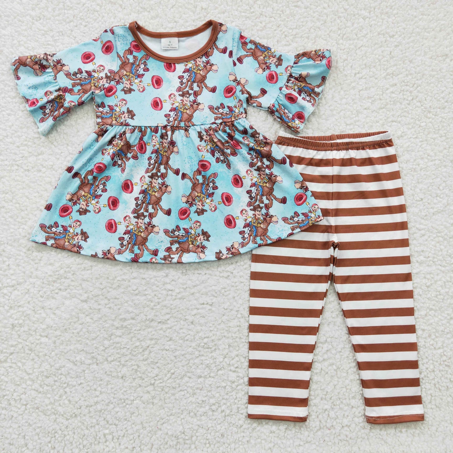 Cute Clothes GSPO0389 Baby Girls Brown Tunic Stripe Legging Pants Clothes Sets