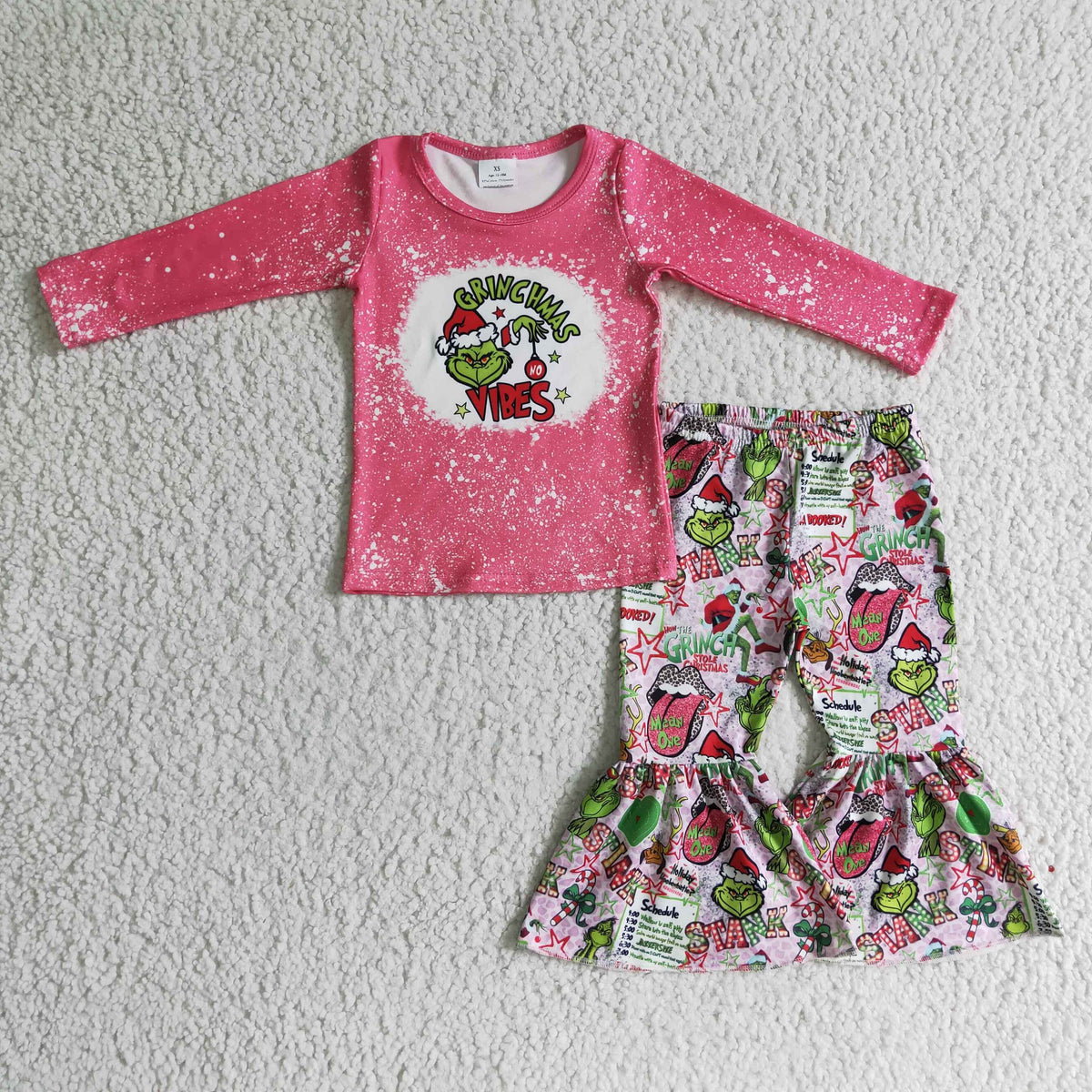 RTS NO MOQ(In Stock ) GLP0283 girls christmas outfit long sleeve and long pants print