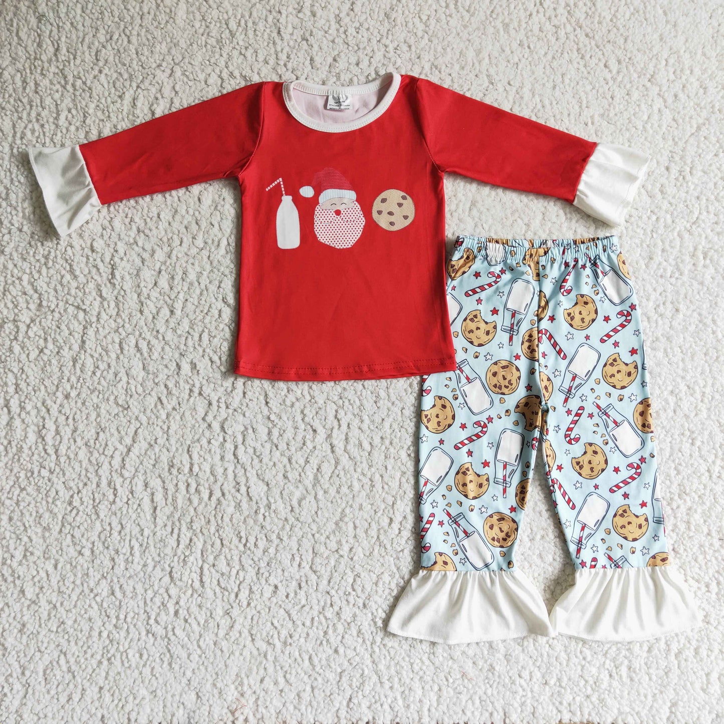 RTS NO MOQ ETA 5/7days arrived GLP0281 Kids Clothing Girls Christmas Long Sleeve Top With Pants