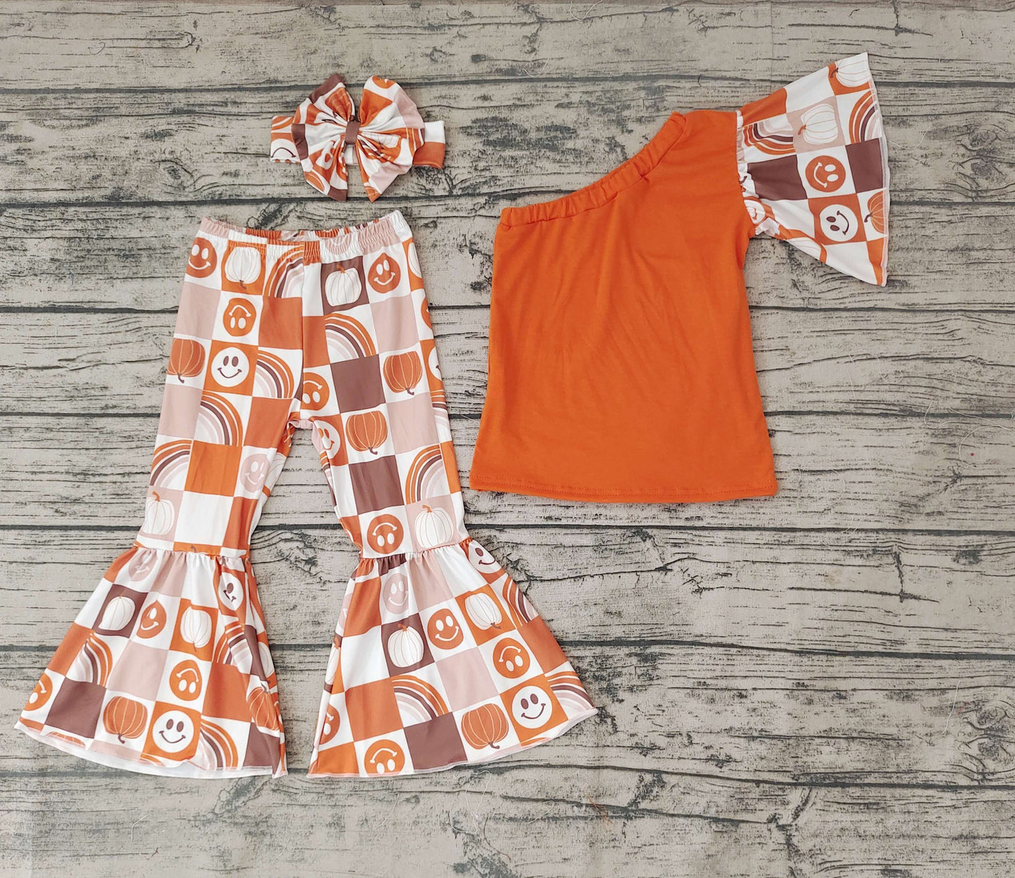 Smiley Pumpkin One Sleeve Trouser Set