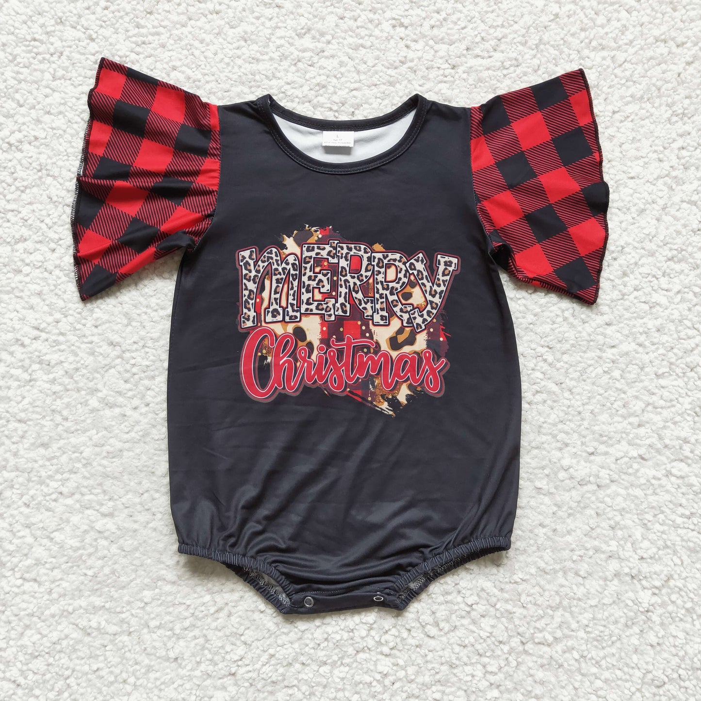 SR0103 baby christmas clothing letter print flying sleeve bodysuit milk silk baby romper