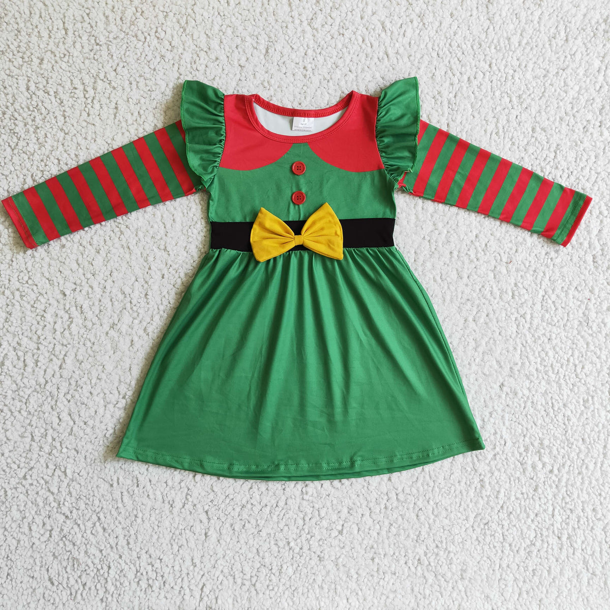 GLD0143 baby christmas clothing long sleeve print kids dresses for girls milk silk