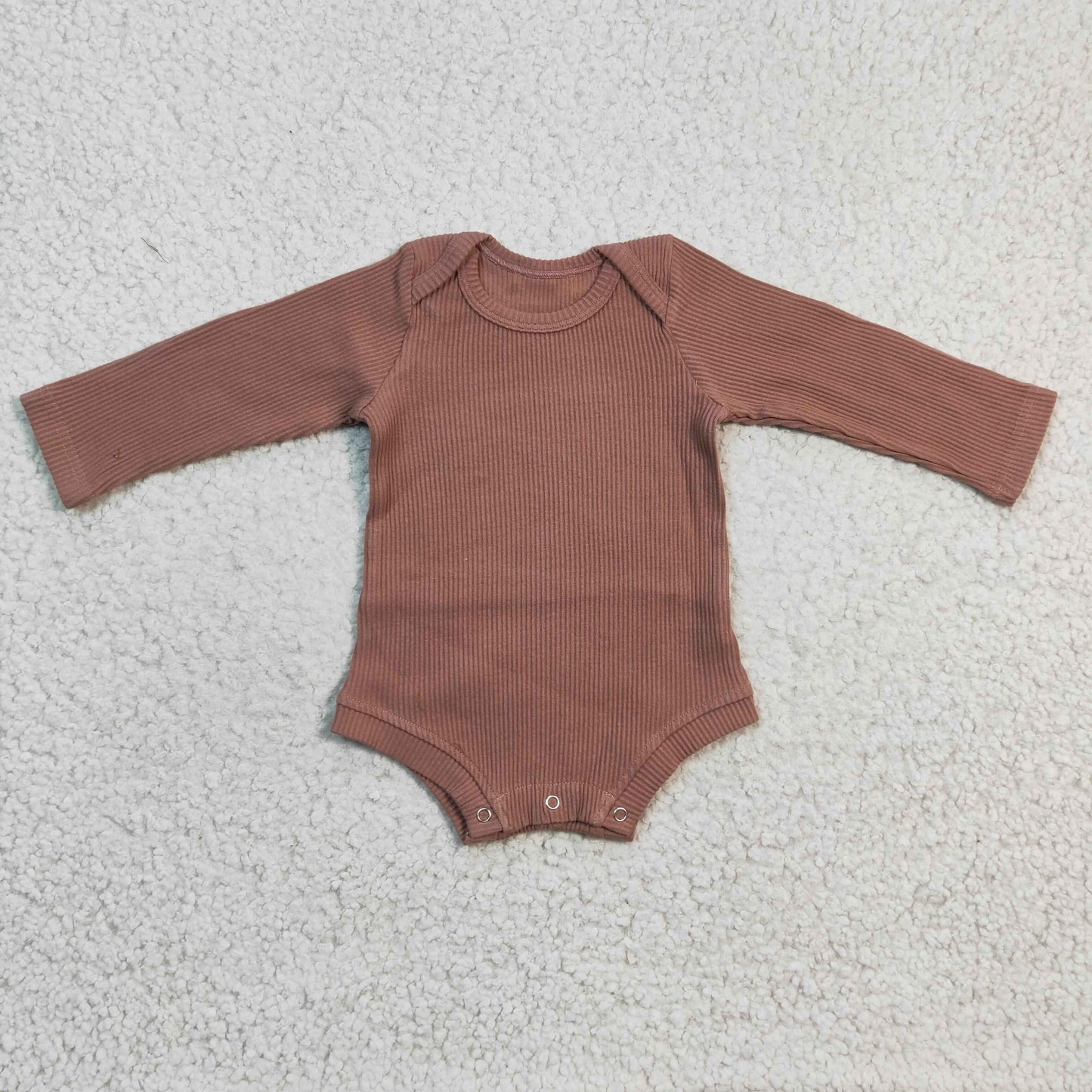 LR0265 Pink Ribbed Long Sleeve Bodysuit