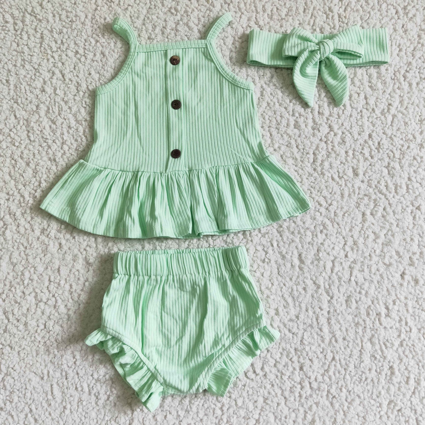 GBO0056 Girls' Mint Green Sling Button Briefs Set