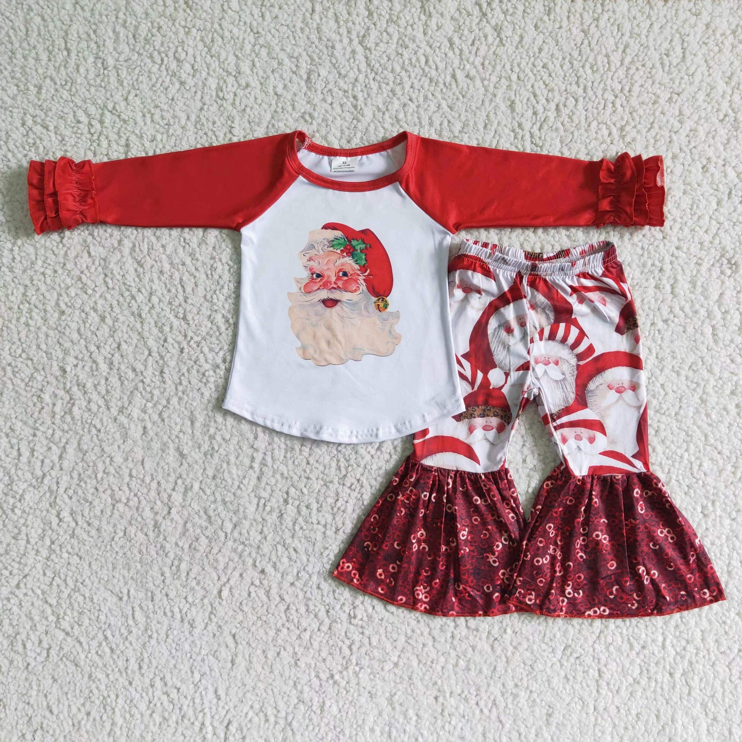 GLP0008 kids clothing Girls Christmas Long Sleeve Top with Leopard pants Santa Claus