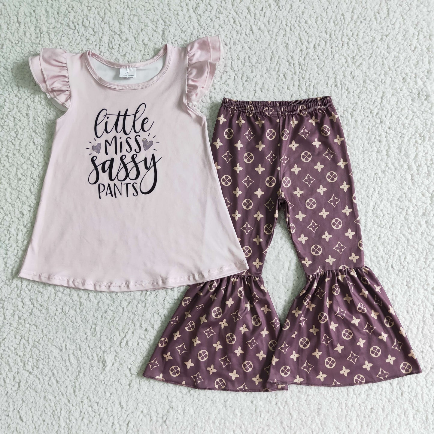 F10-17 Letter Flying Sleeve Pants Set