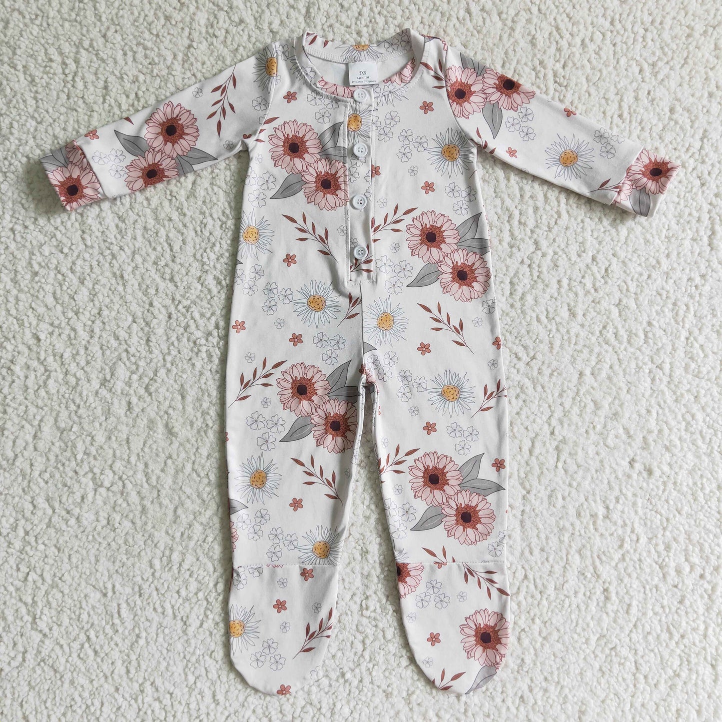 RTS NO MOQ ETA 5/7days arrived LR0113 Baby Flower Print Long Sleeve Bodysuit Romper